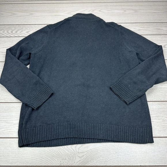Refectory Sweater Mens L Gray 4 Button 1/4 Henley Banded Heavy Knit Pullover - Picture 3 of 9
